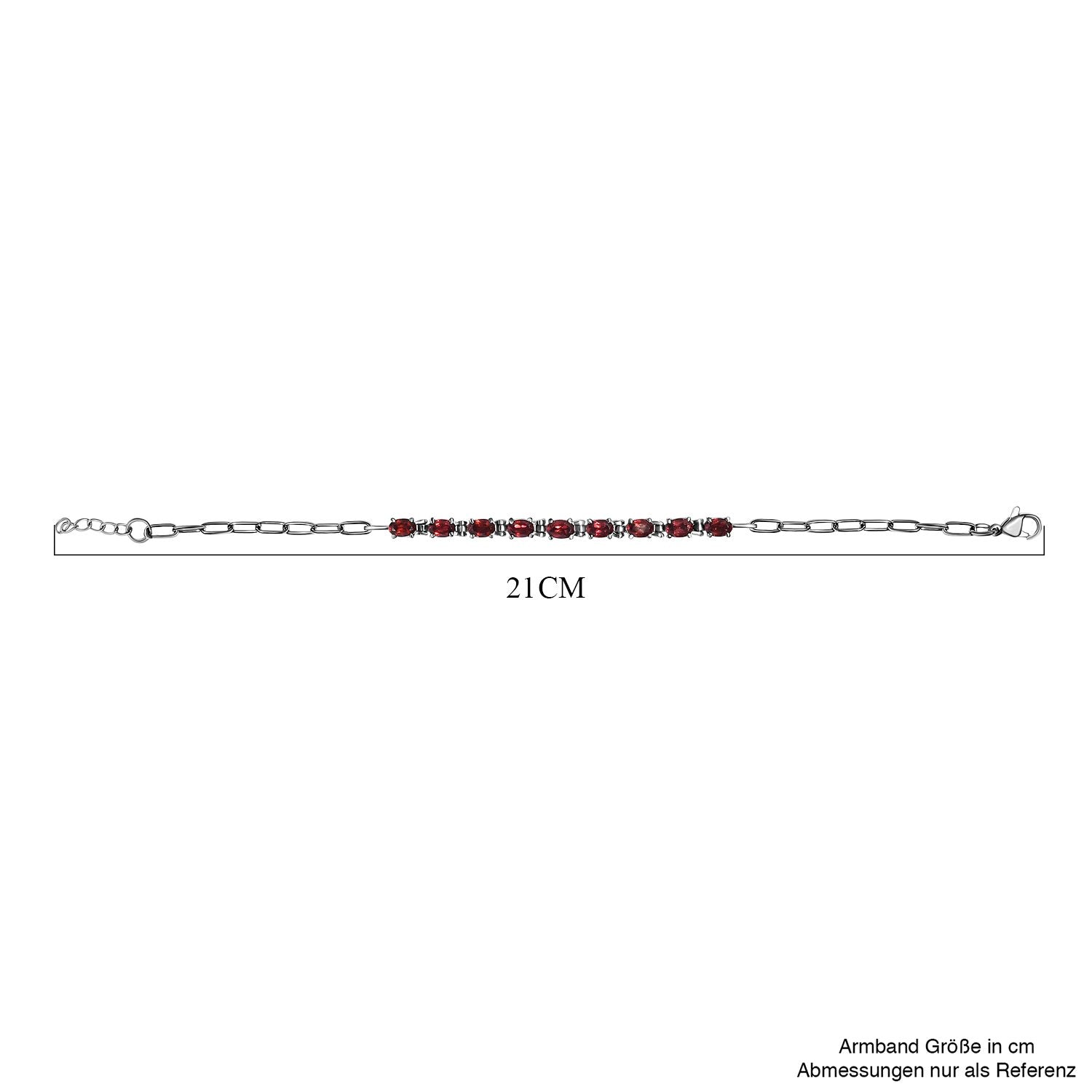 Rotes Granat Armband, ca. 19 cm, Edelstahl ca. 5.03 ct