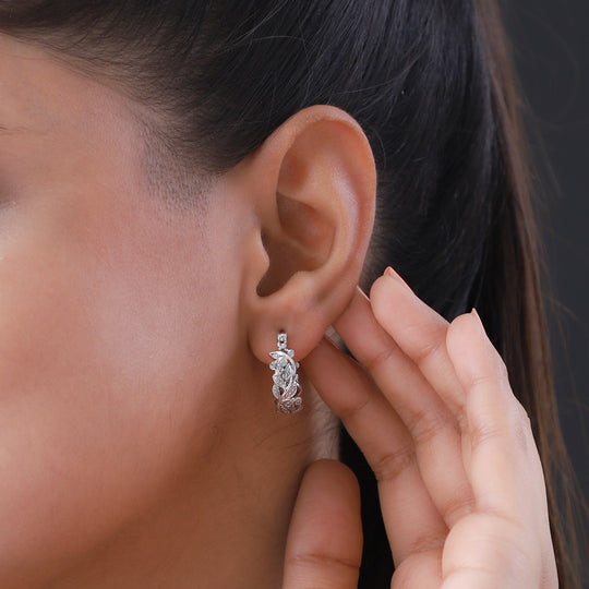 Weiße Diamant-Creolen, 925 Silber platiniert