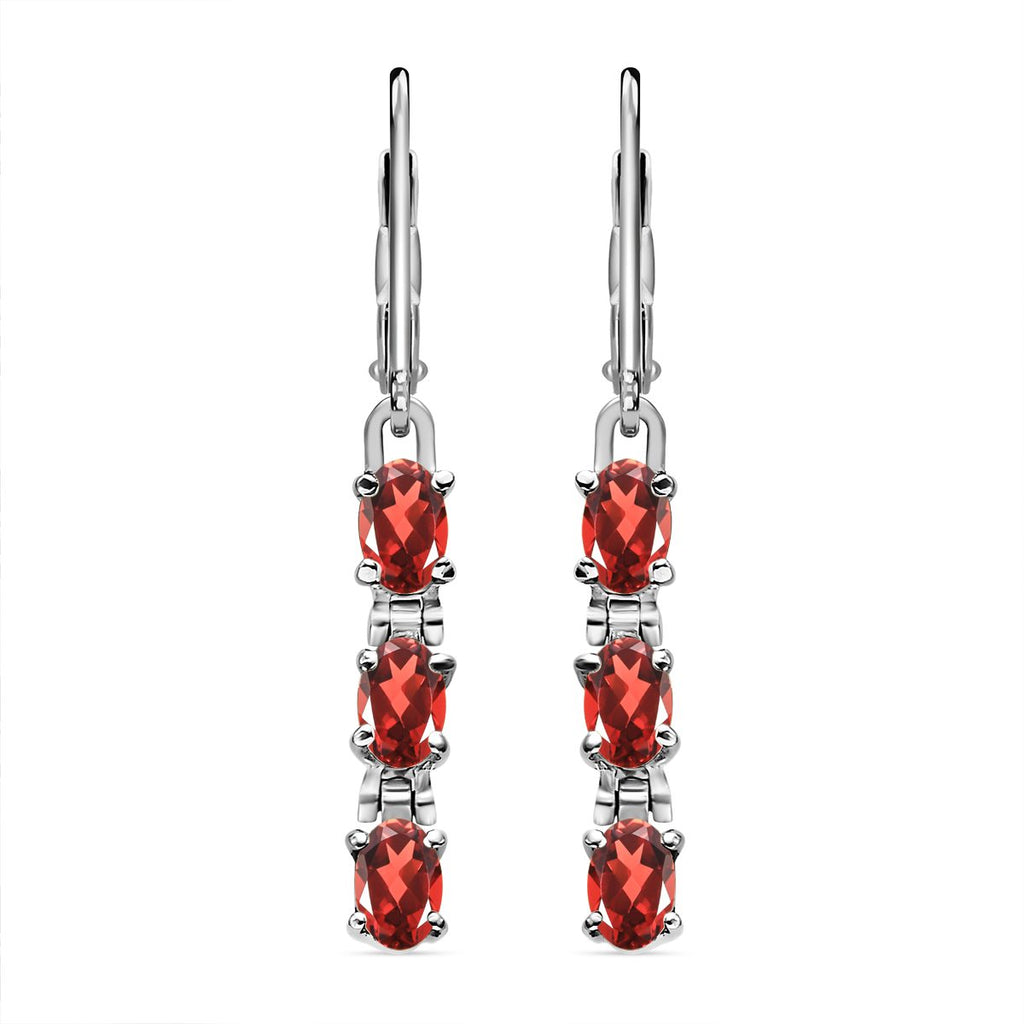 Rote Granat Ohrringe, Edelstahl, ca. 3,62 ct