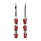 Rote Granat Ohrringe, Edelstahl, ca. 3,62 ct