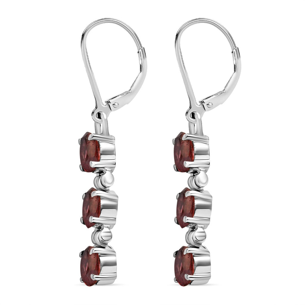 Rote Granat Ohrringe, Edelstahl, ca. 3,62 ct