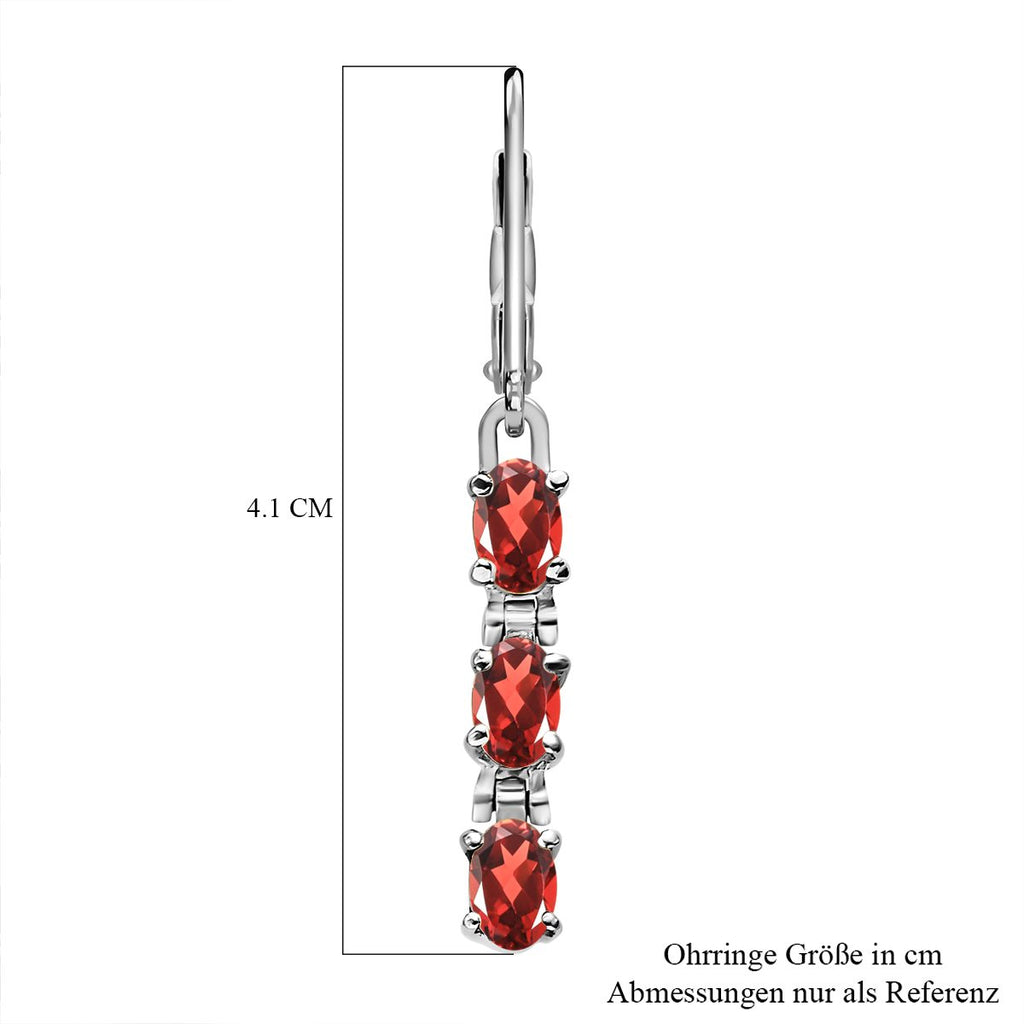 Rote Granat Ohrringe, Edelstahl, ca. 3,62 ct