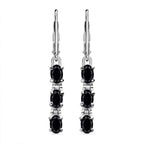 Schwarze Spinell Ohrringe, Edelstahl ca. 3,97 ct