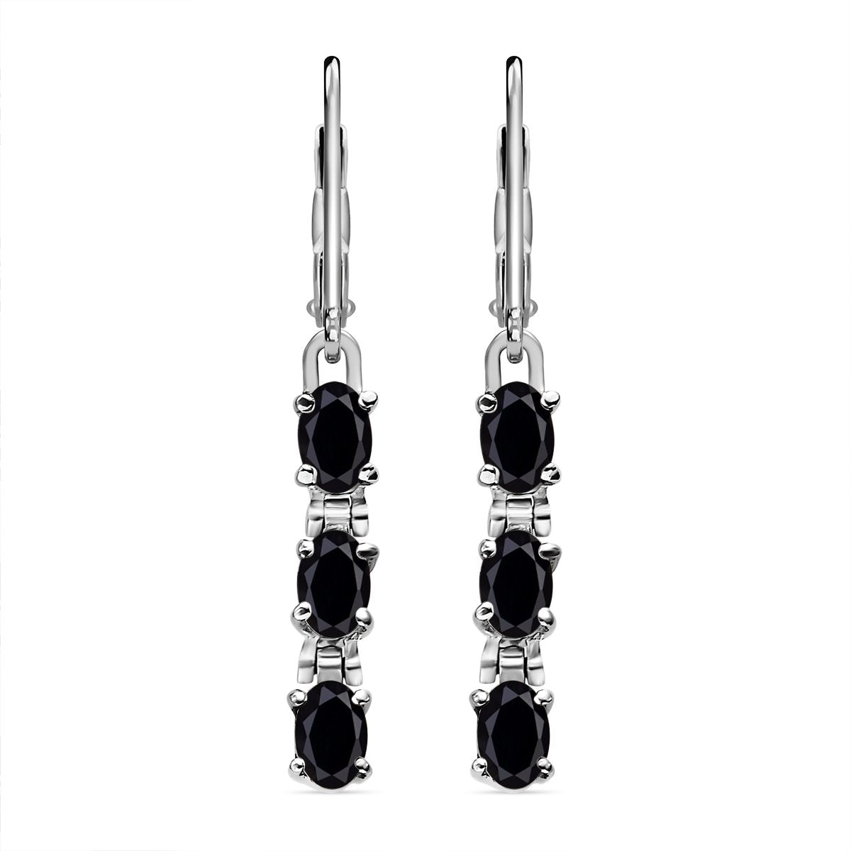 Schwarze Spinell Ohrringe, Edelstahl ca. 3,97 ct