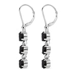 Schwarze Spinell Ohrringe, Edelstahl ca. 3,97 ct