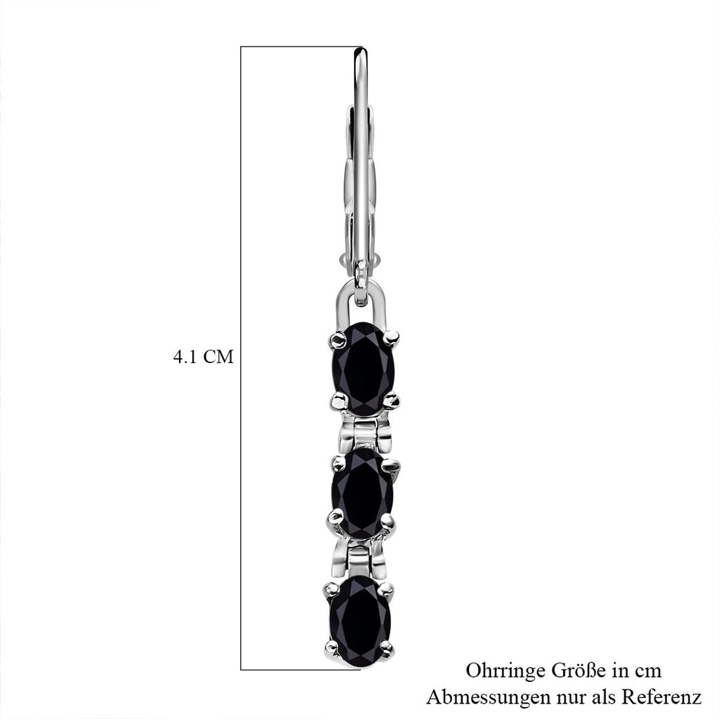 Schwarze Spinell Ohrringe, Edelstahl ca. 3,97 ct