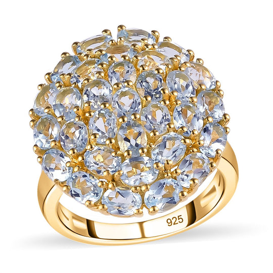 Himmelblauer Topas Ring, 925 Silber Gelbgold Vermeil ca. 6,73 ct