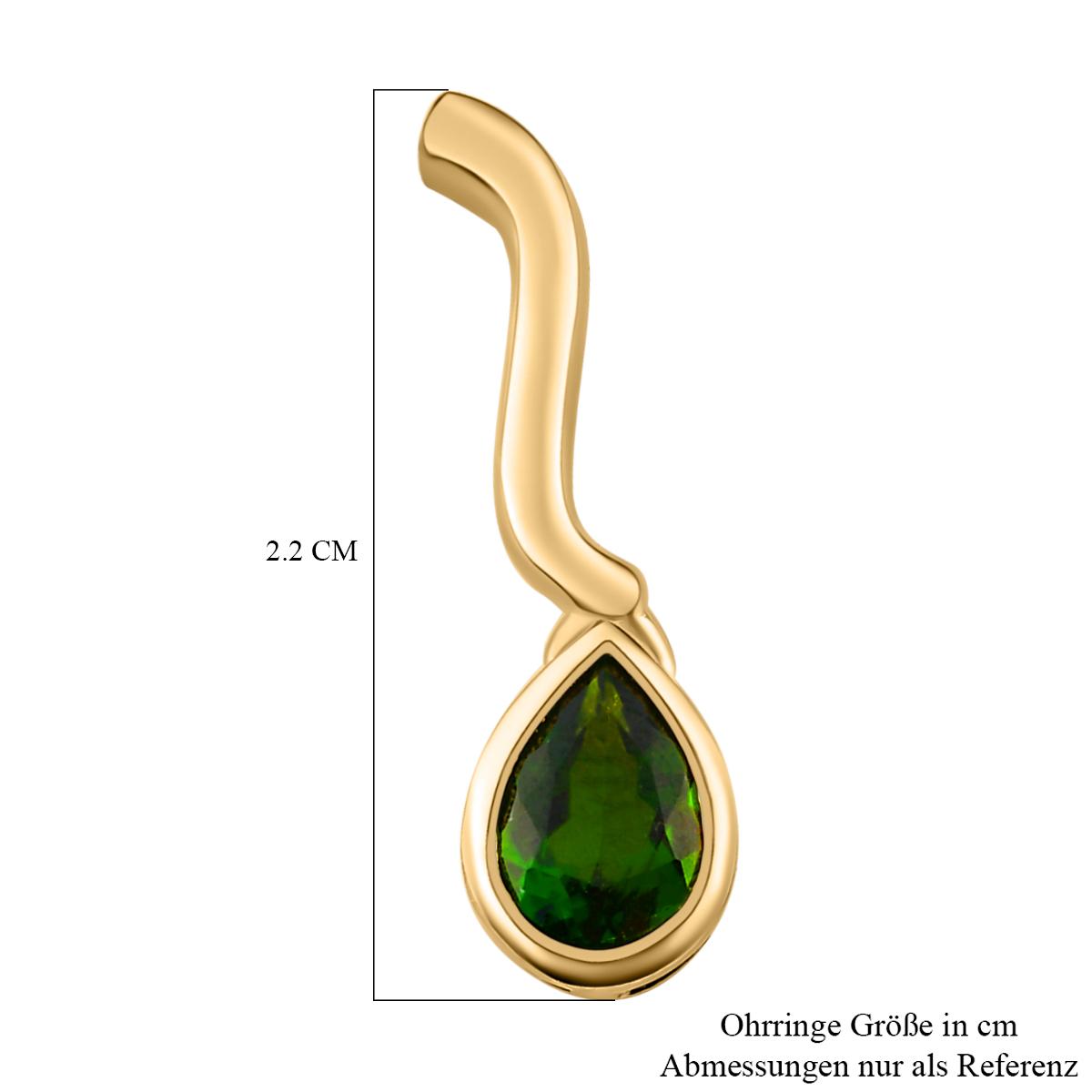 Natürliche Chromdiopsid Ohrringe, 925 Silber vergoldet, ca. 1.47 ct