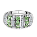 Natürlicher Merelani Mint-Granat und weißer Zirkon-Ring, 925 Silber platiniert (Größe 17.00) ca. 1.52 ct