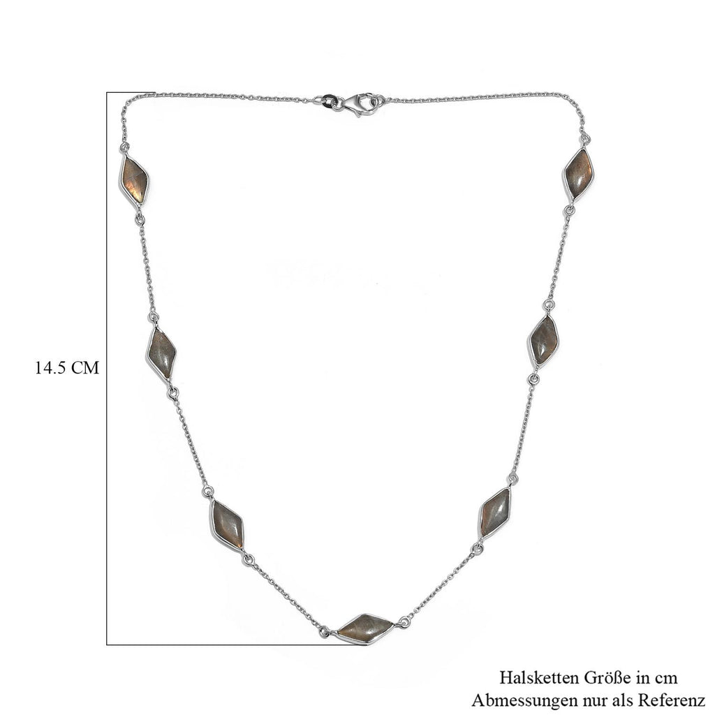 Feuer Labradorit Halskette, ca. 50 cm, 925 Silber platiniert ca. 18.10 ct