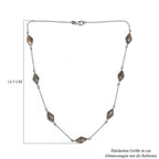 Feuer Labradorit Halskette, ca. 50 cm, 925 Silber platiniert ca. 18.10 ct