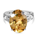 Gelber Labradorit und weißer Zirkon-Ring, 925 Silber platiniert (Größe 17.00) ca. 8.20 ct