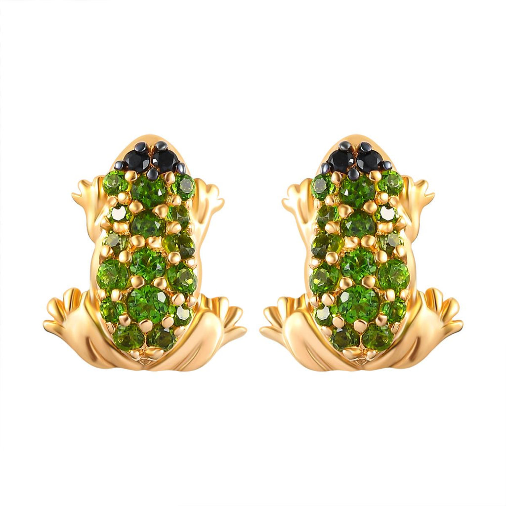 GP Trionfo Kollektion - Natürliche Chromdiopsid Ohrringe, 925 Silber Gelbgold Vermeil ca. 0.98 ct