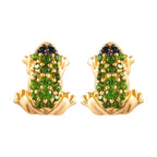 GP Trionfo Kollektion - Natürliche Chromdiopsid Ohrringe, 925 Silber Gelbgold Vermeil ca. 0.98 ct