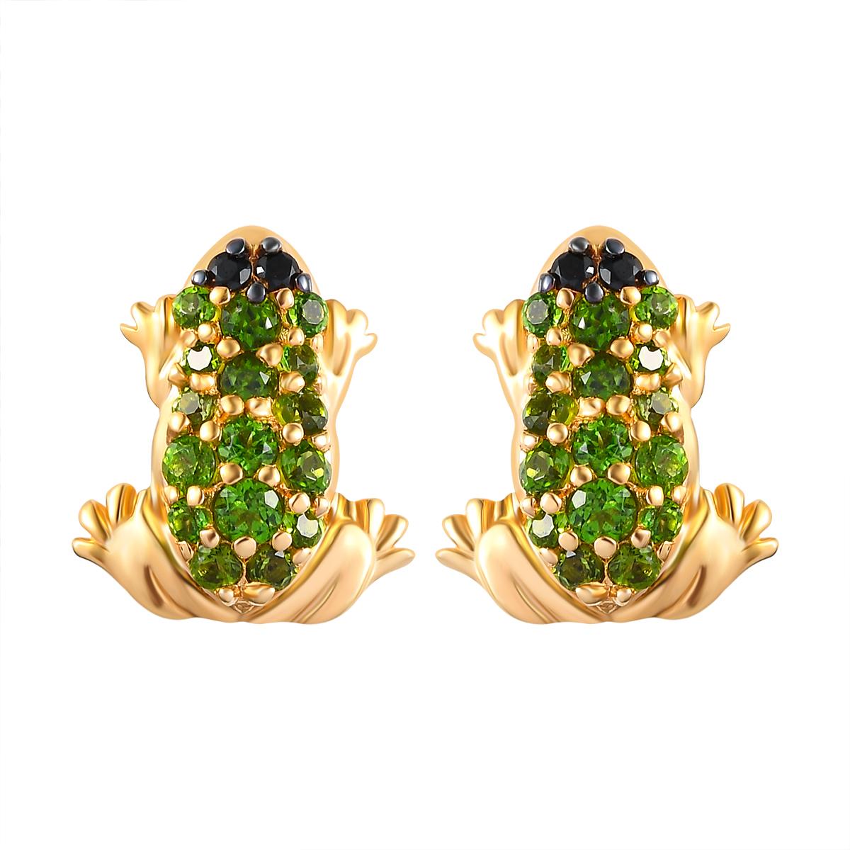 GP Trionfo Kollektion - Natürliche Chromdiopsid Ohrringe, 925 Silber Gelbgold Vermeil ca. 0.98 ct