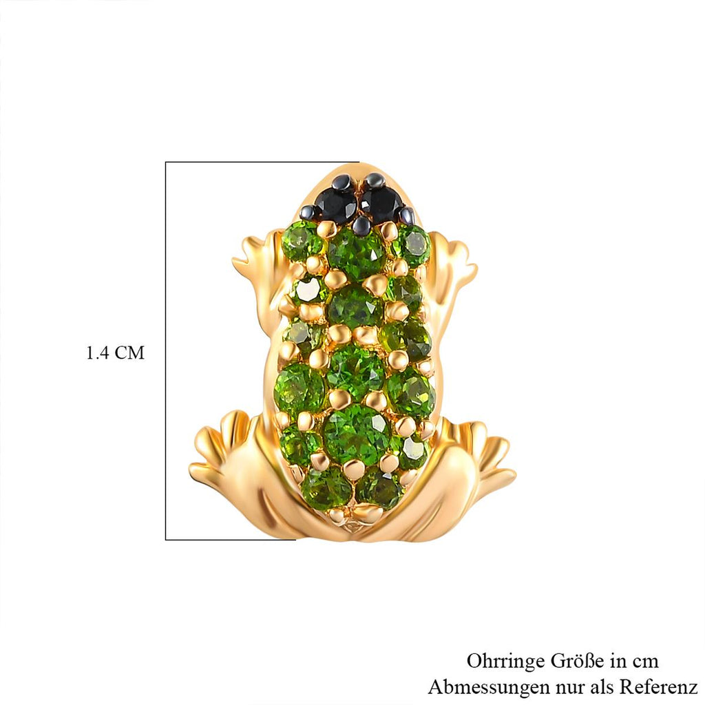 GP Trionfo Kollektion - Natürliche Chromdiopsid Ohrringe, 925 Silber Gelbgold Vermeil ca. 0.98 ct