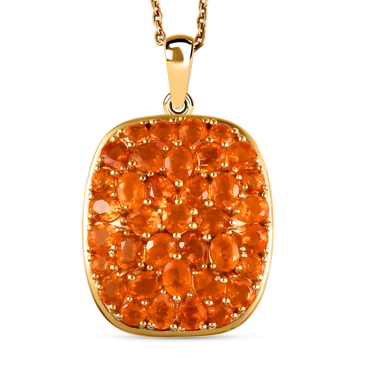 Salamanca Feueropal Anhänger, 925 Silber vergoldet, ca. 3.67 ct