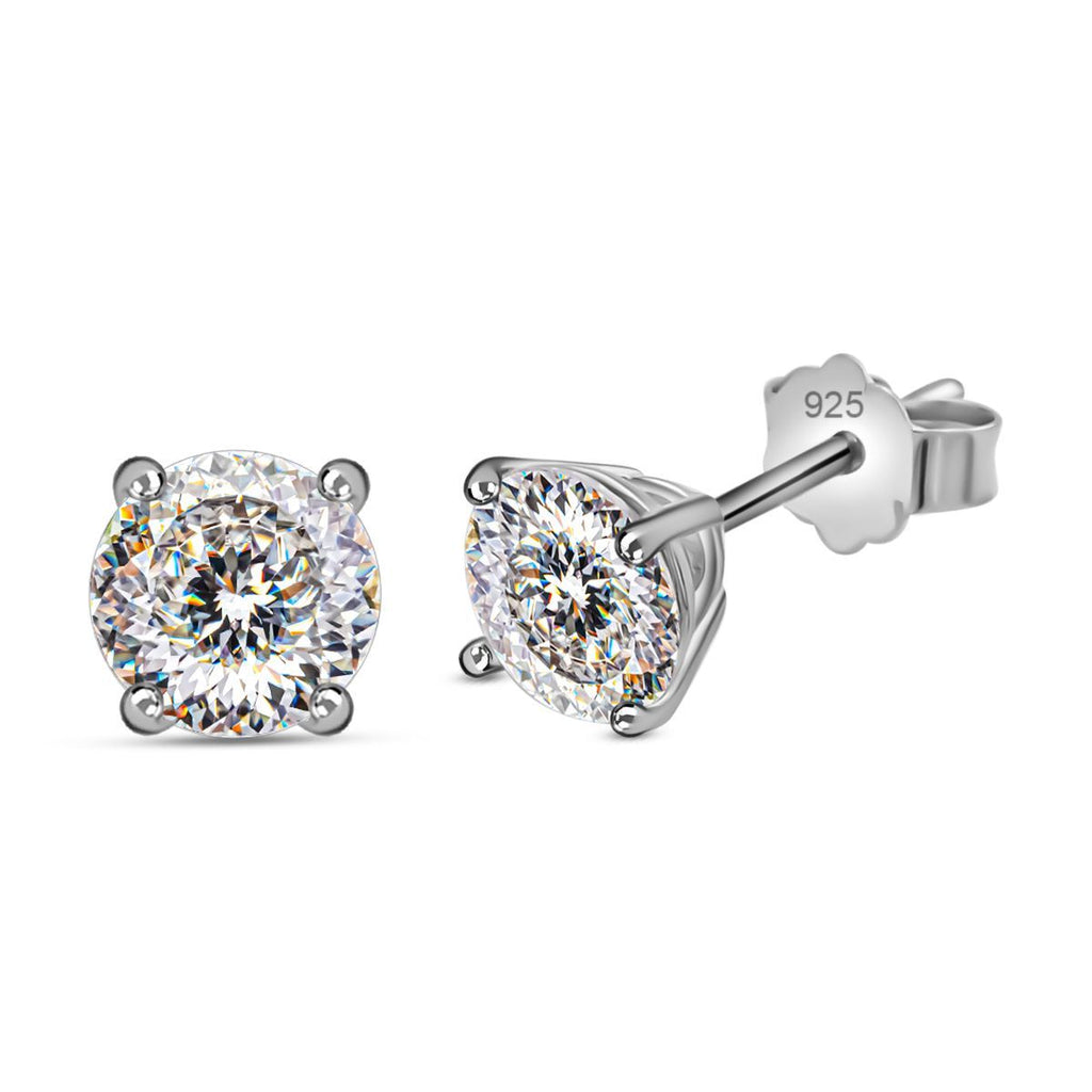 Lustro Stella - 200 Facetten weiße Zirkonia Ohrringe, 925 Silber rhodiniert ca. 2.97 ct