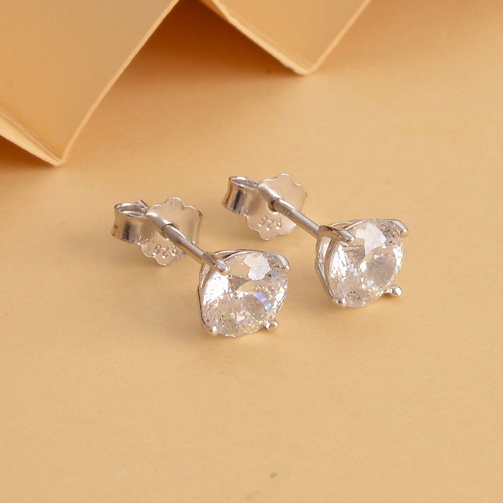 Lustro Stella - 200 Facetten weiße Zirkonia Ohrringe, 925 Silber rhodiniert ca. 2.97 ct