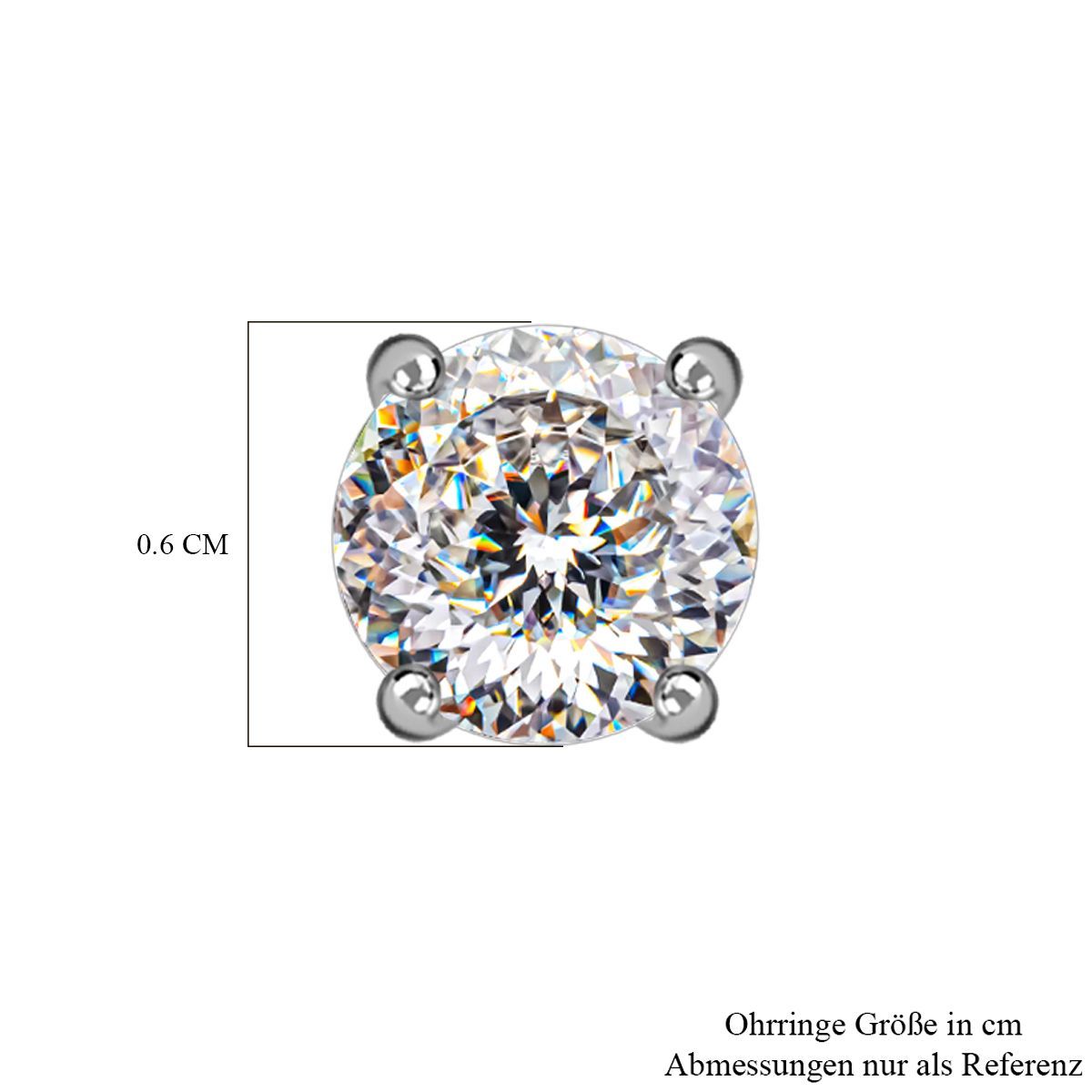 Lustro Stella - 200 Facetten weiße Zirkonia Ohrringe, 925 Silber rhodiniert ca. 2.97 ct