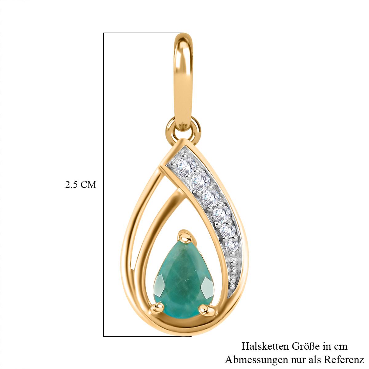 Grandidierit und weißer Zirkon-Anhänger, 925 Silber vergoldet ca. 0.80 ct