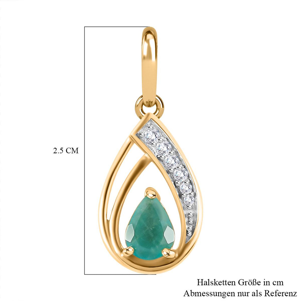 Grandidierit und weißer Zirkon-Anhänger, 925 Silber vergoldet ca. 0.80 ct