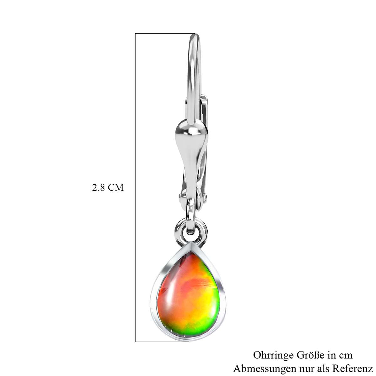 Kanadische Ammolit Ohrringe, 925 Silber platiniert, ca. 1.55 ct