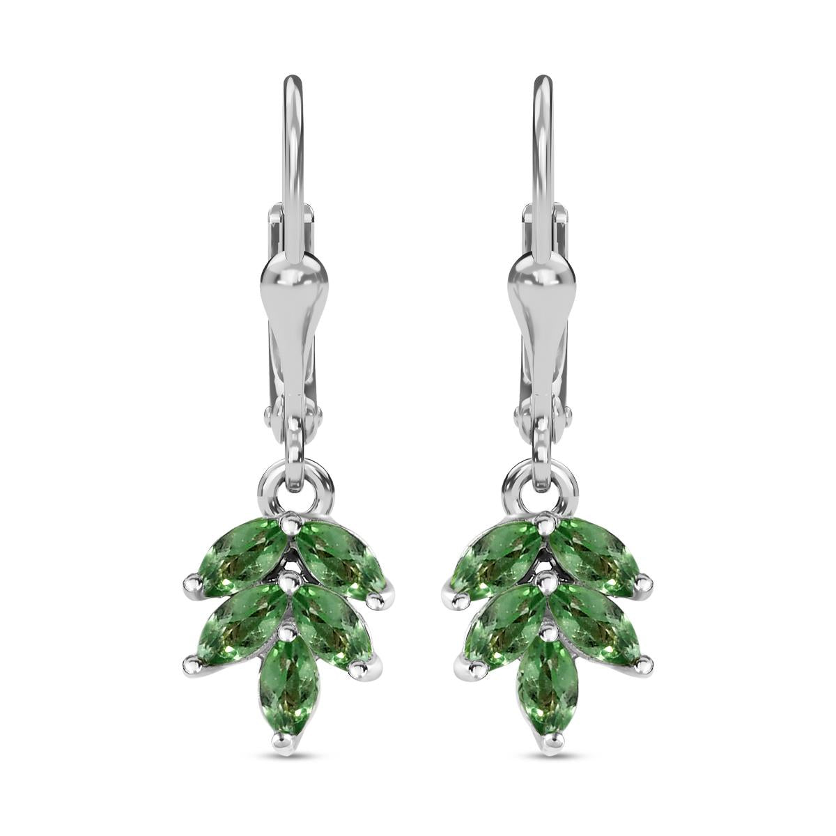 Natürliche Merelani Mint-Granat Ohrringe, 925 Silber platiniert ca. 0.94 ct