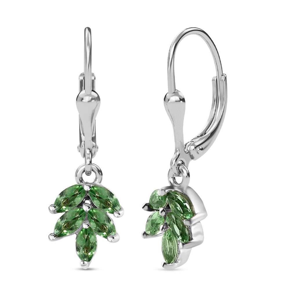 Natürliche Merelani Mint-Granat Ohrringe, 925 Silber platiniert ca. 0.94 ct
