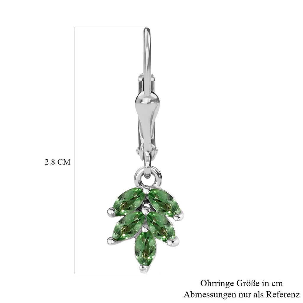 Natürliche Merelani Mint-Granat Ohrringe, 925 Silber platiniert ca. 0.94 ct