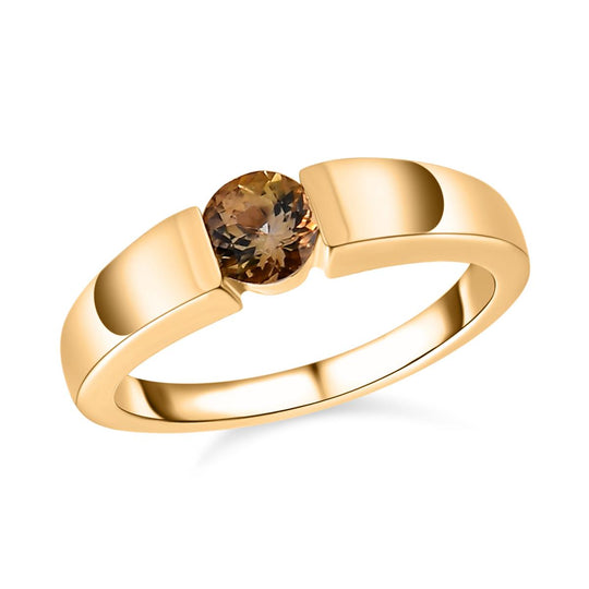 AA Natürlicher goldener Tansanit Ring, 925 Silber Gelbgold Vermeil (Größe 20.00) ca. 0.50 ct