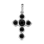 Schwarzer Saphir Kreuz-Anhänger, 925 Silber platiniert ca. 1,90 ct