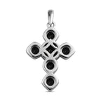Schwarzer Saphir Kreuz-Anhänger, 925 Silber platiniert ca. 1,90 ct