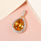 Serra Gaucha Citrin und weißer Zirkon-Anhänger, 925 Silber vergoldet ca. 8.99 ct