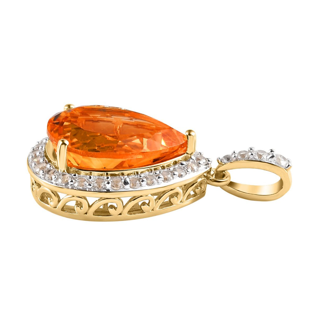 Serra Gaucha Citrin und weißer Zirkon-Anhänger, 925 Silber vergoldet ca. 8.99 ct