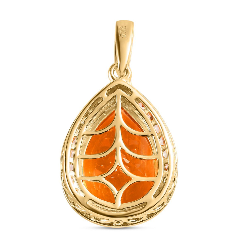 Serra Gaucha Citrin und weißer Zirkon-Anhänger, 925 Silber vergoldet ca. 8.99 ct