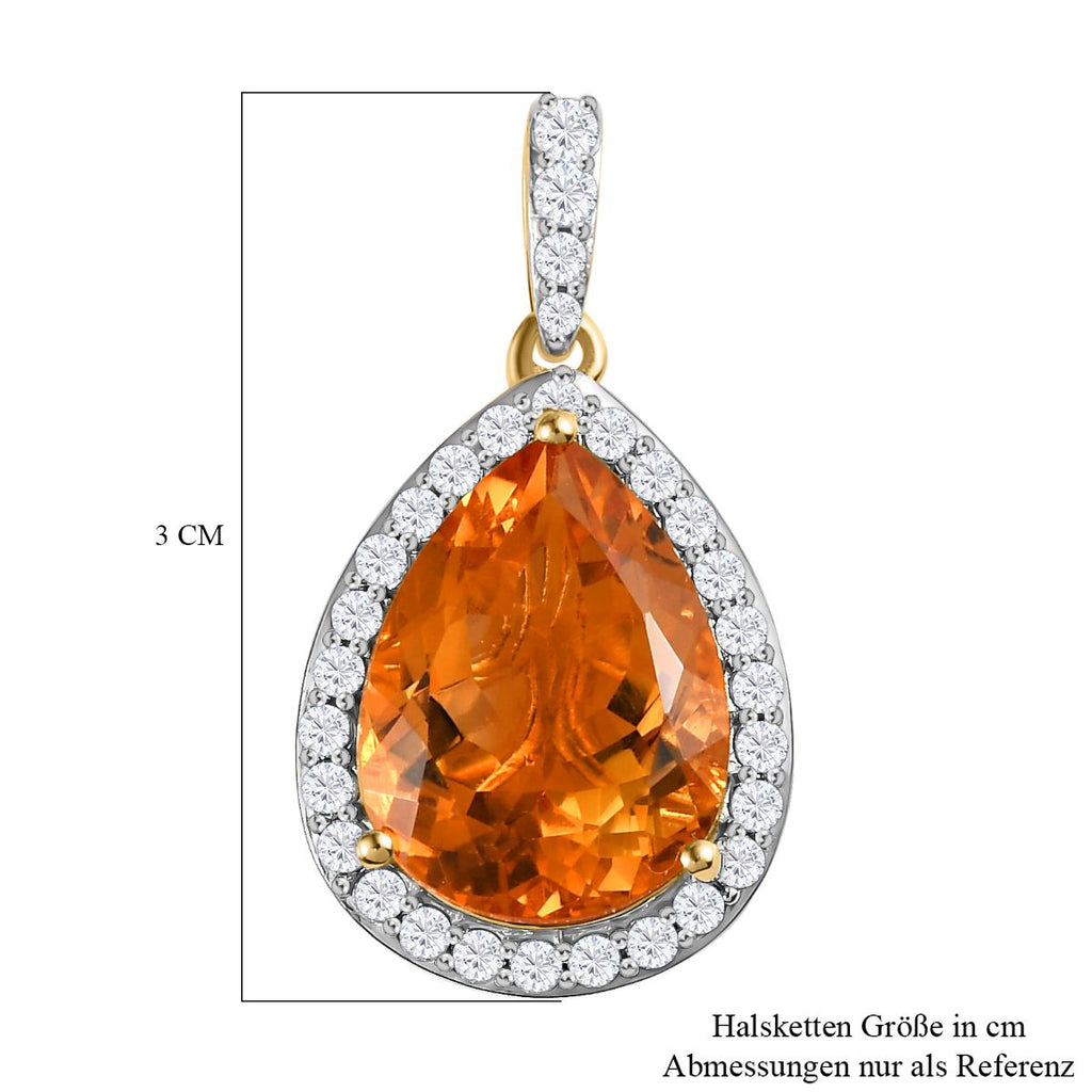 Serra Gaucha Citrin und weißer Zirkon-Anhänger, 925 Silber vergoldet ca. 8.99 ct