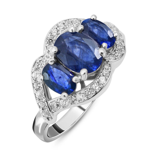Masoala Saphir (Fissure gefüllt)-Ring, 925 Silber platiniert (Größe 16.00) ca. 3,12 ct
