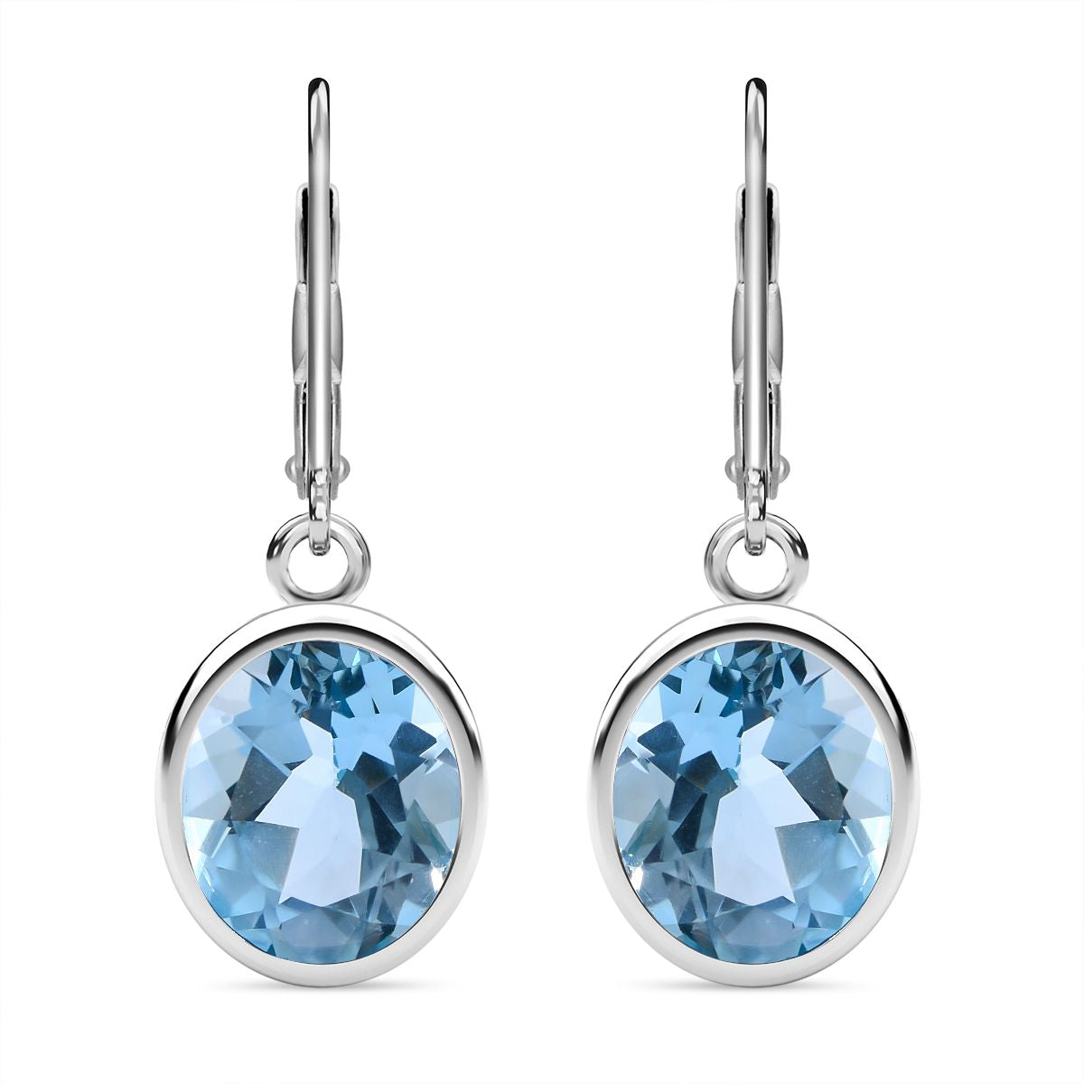Himmelblaue Topas-Ohrringe, 925 Silber platiniert ca. 9,00 ct