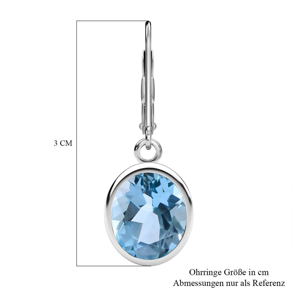 Himmelblaue Topas-Ohrringe, 925 Silber platiniert ca. 9,00 ct