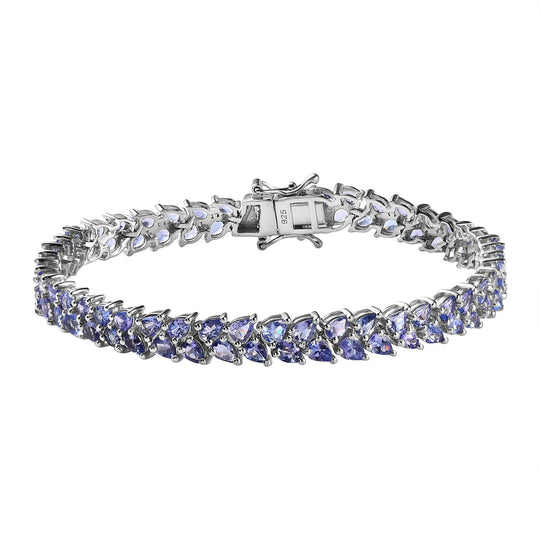 Tansanit Armband, ca. 19 cm, 925 Silber platiniert ca. 11.97 ct