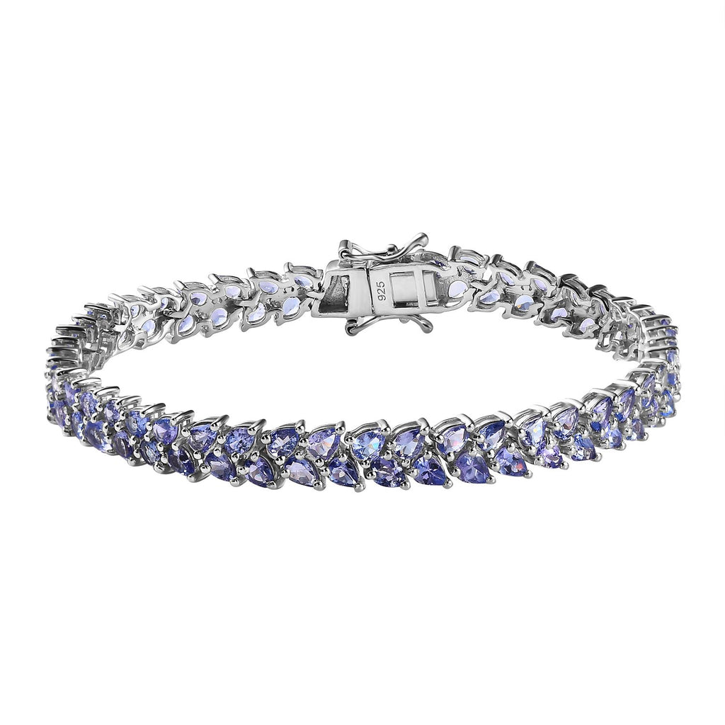 Tansanit Armband, ca. 19 cm, 925 Silber platiniert ca. 11,97 ct