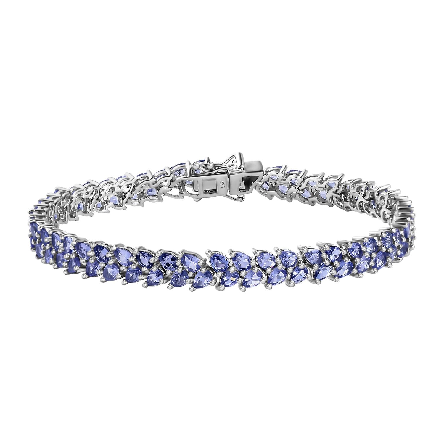 Tansanit Armband, ca. 19 cm, 925 Silber platiniert ca. 11.97 ct