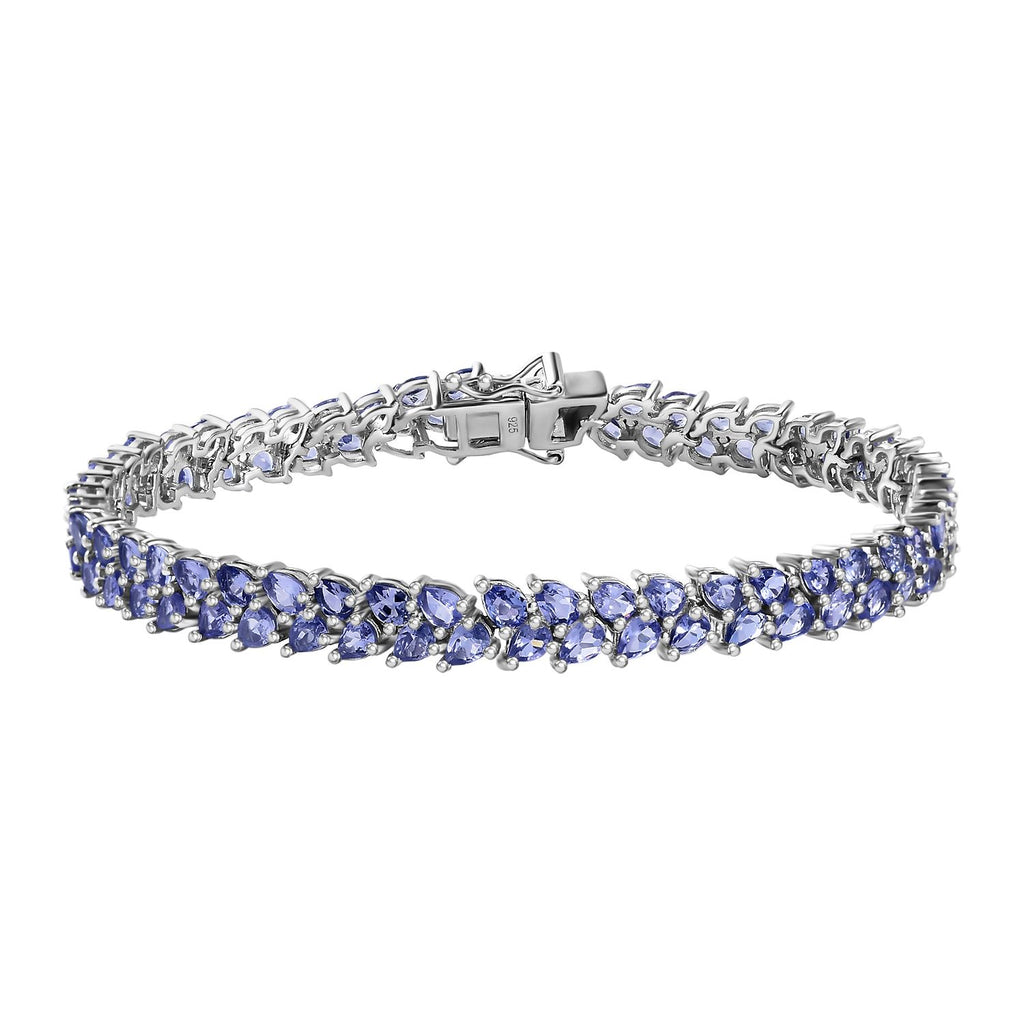 Tansanit Armband, ca. 19 cm, 925 Silber platiniert ca. 11.97 ct