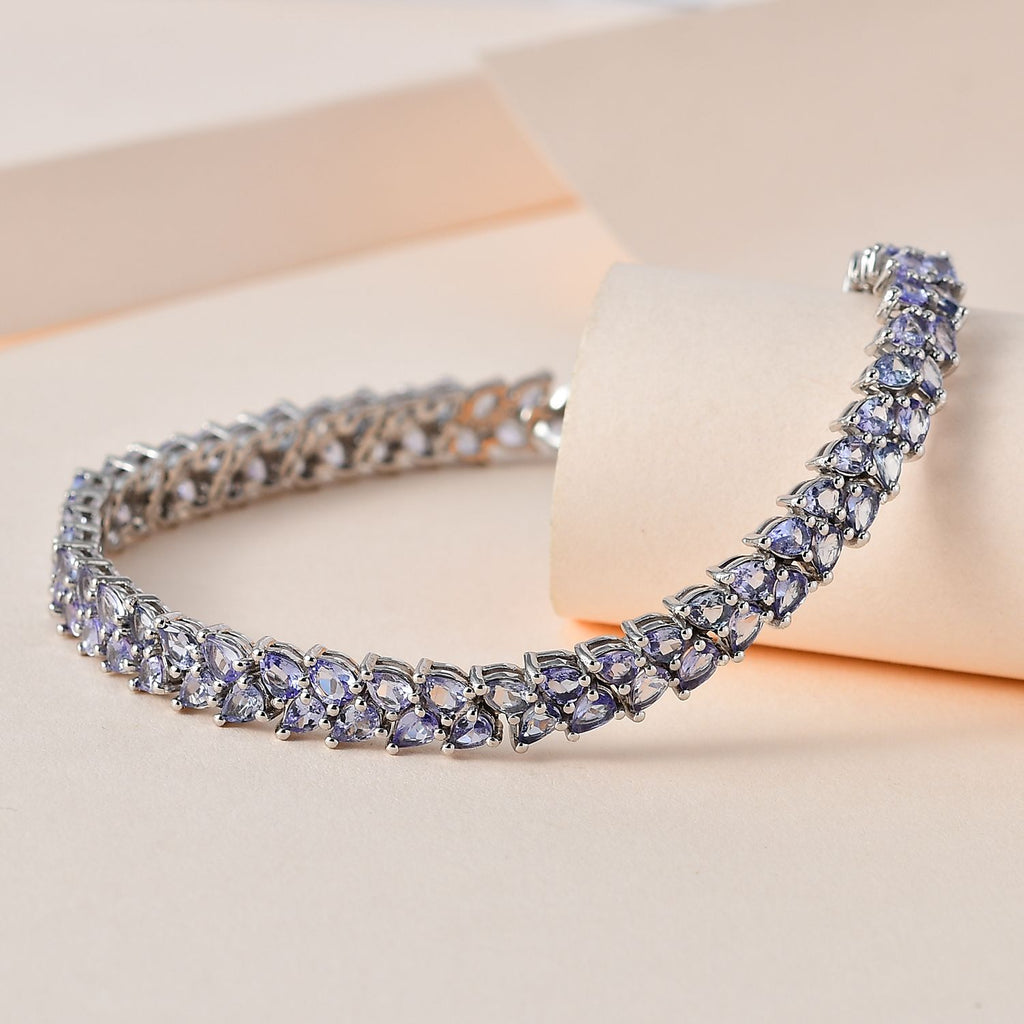 Tansanit Armband, ca. 19 cm, 925 Silber platiniert ca. 11.97 ct