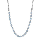 Himmelblaue Topas Halskette, ca. 45 cm, Edelstahl ca. 10.65 ct