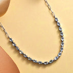 Himmelblaue Topas Halskette, ca. 45 cm, Edelstahl ca. 10.65 ct