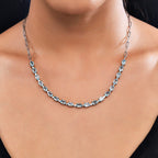 Himmelblaue Topas Halskette, ca. 45 cm, Edelstahl ca. 10.65 ct