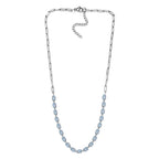 Himmelblaue Topas Halskette, ca. 45 cm, Edelstahl ca. 10.65 ct