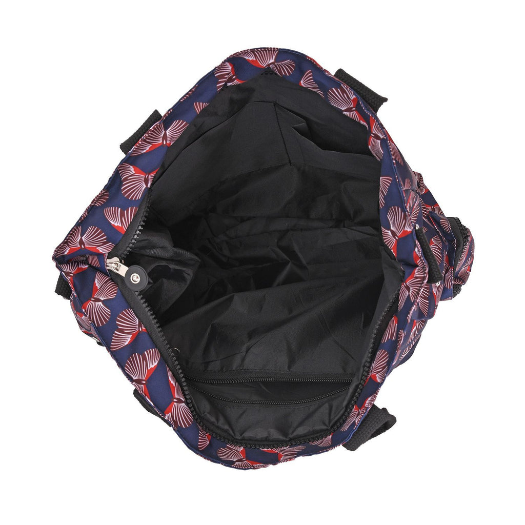 Einfarbige Umhängetasche mit mehreren Fächern, wasserdicht, Größe 36x15x33, schwarz Schmetterling
